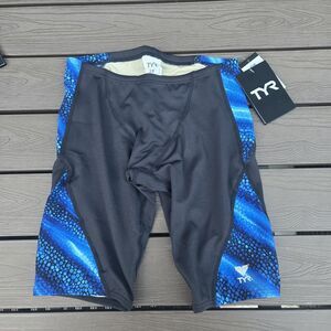 TYR Durafast Venom Boys Mens Jammer  Blue/Black Swimwear Swimsuit Size 32 New